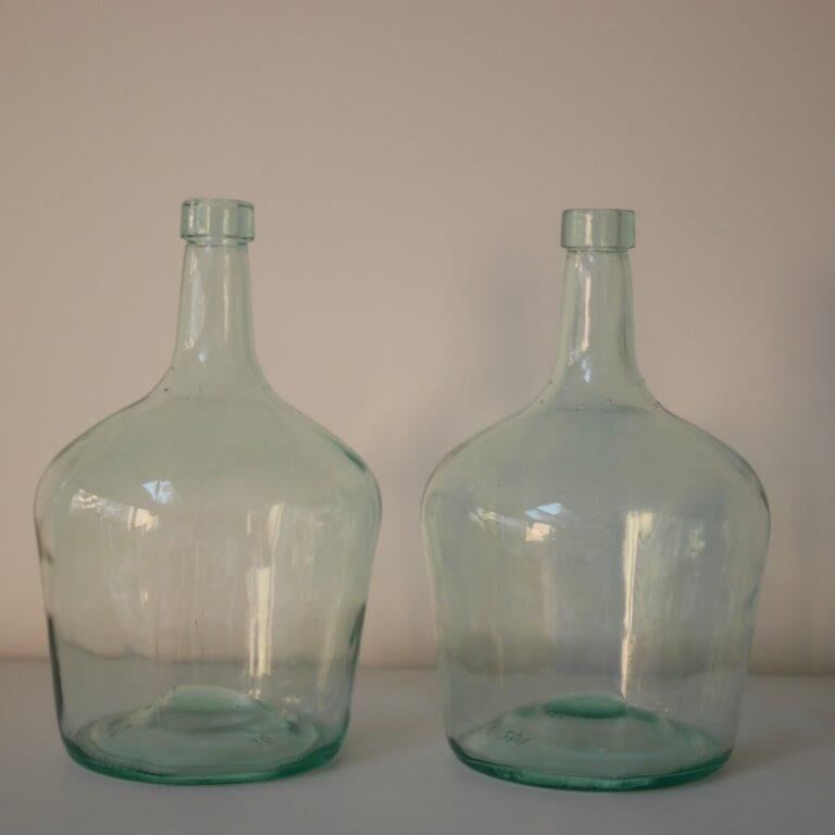 Lot de 2 dame-jeannes vert clair