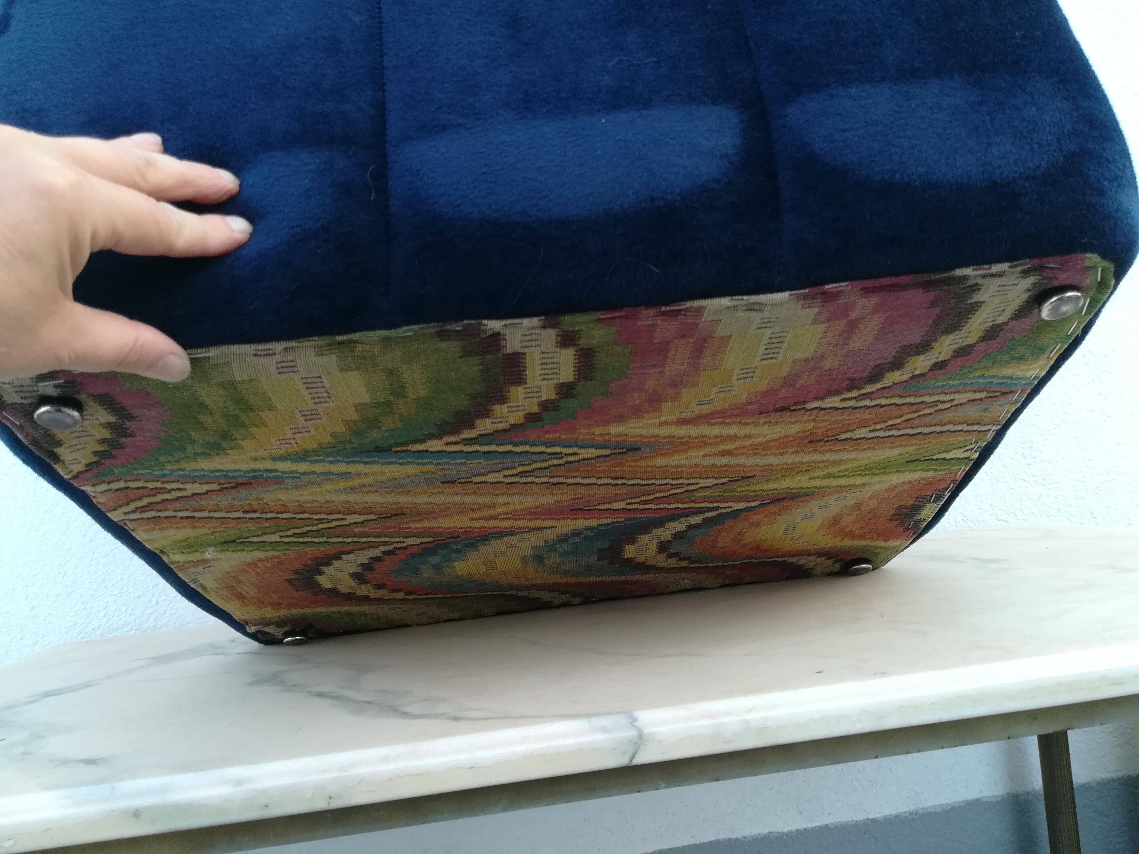 Velvet coffee table, mirror top