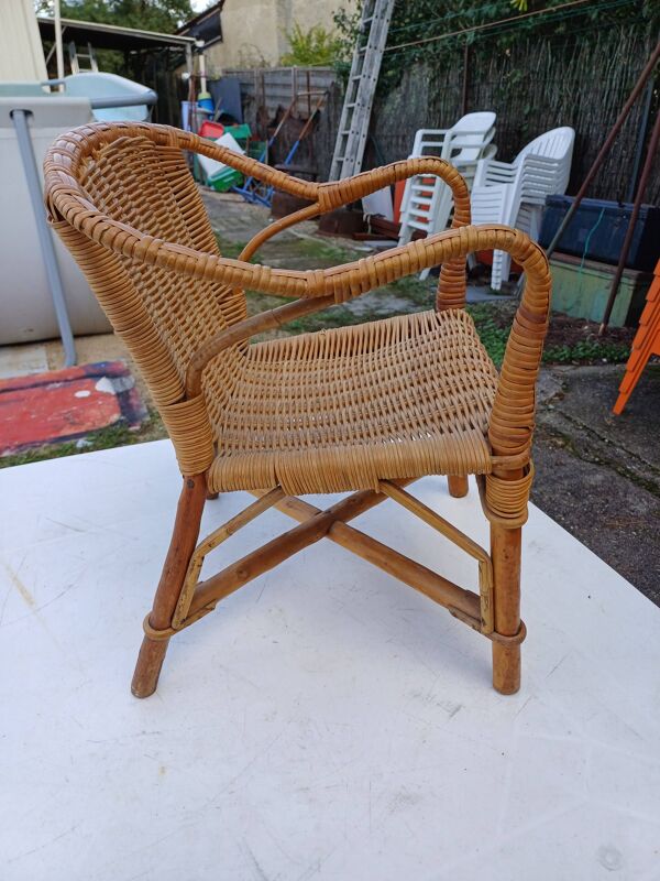 Fauteuil enfant Bambou Rotin Vintage