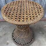Vintage stool diabolo rattan