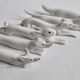 Set of 6 animal-shaped knife holders in German porcelain, Pfeffer Gotha, 13.5 cm