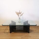 Glass coffee table and black marble base
