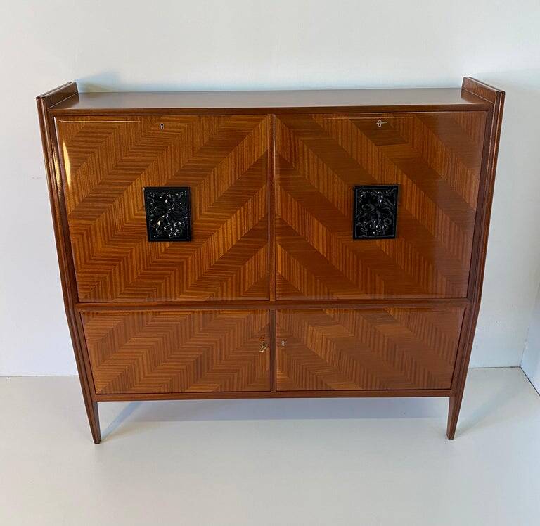 Italian Mahogany Secretaire Cabinet, 1950s