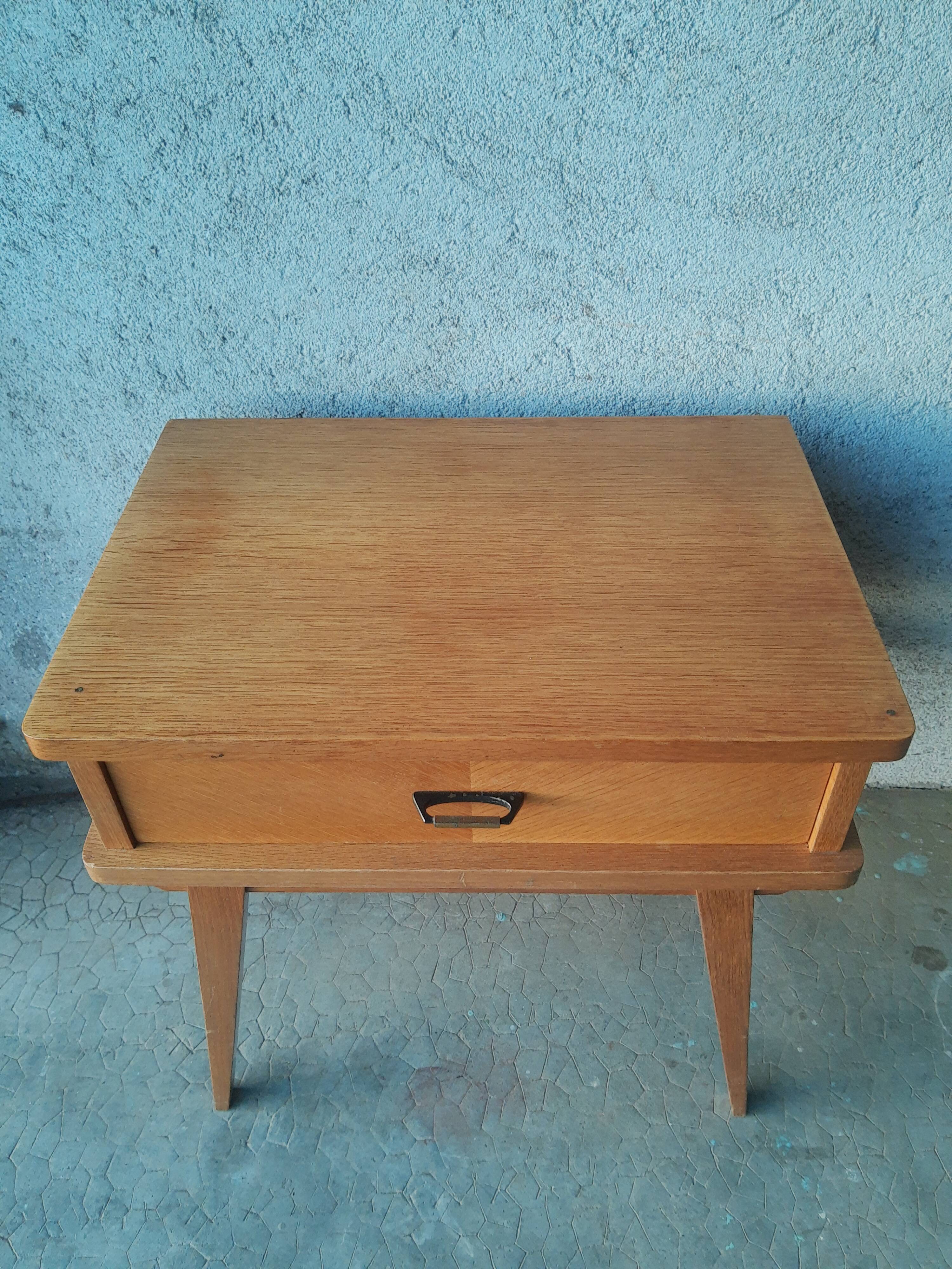 Vintage wooden compass foot bedside table