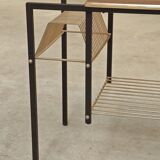 Vintage vinyl serving trolley in wood and gold metal