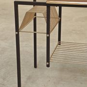 Vintage vinyl serving trolley in wood and gold metal