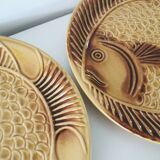 Set of 6 Vintage Fish Plates Set: 1970s KIL Yugoslavia Retro Serving Dishes