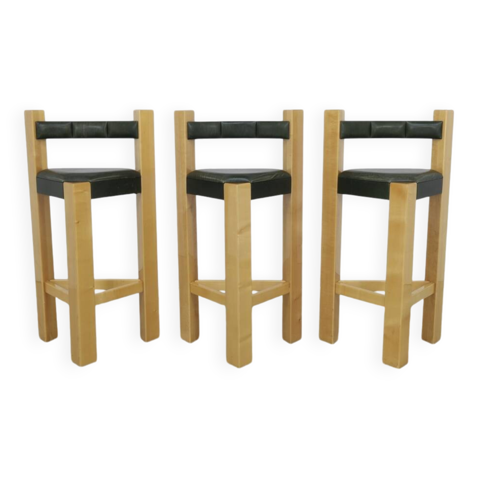 3x Postmodern Barstools in Leather, 1990s