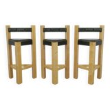 3x Postmodern Barstools in Leather, 1990s