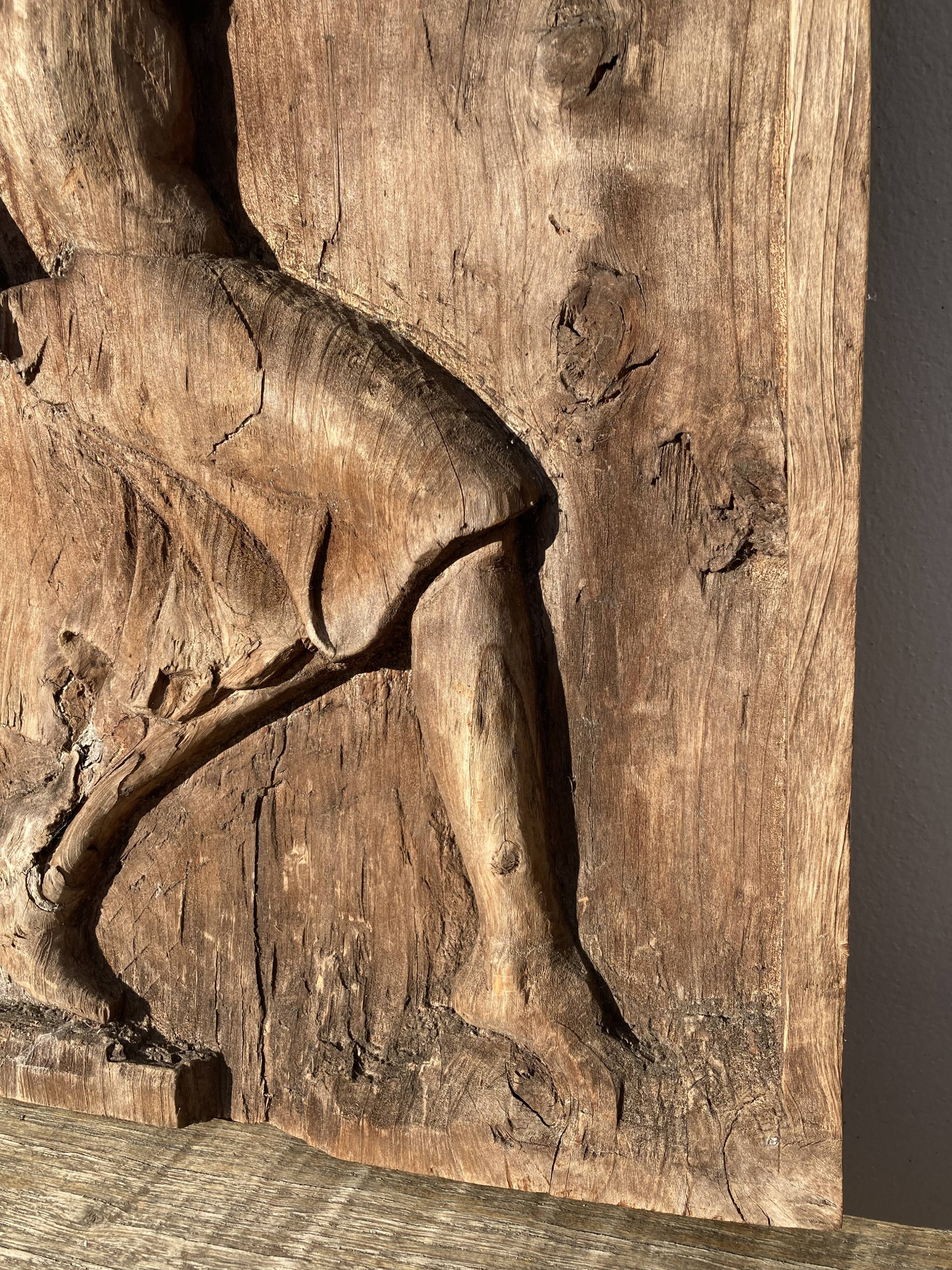 Door in low relief dancer style art deco 1930 wooden