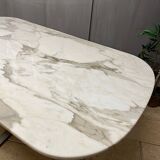oval - rectangular marble and metal design table