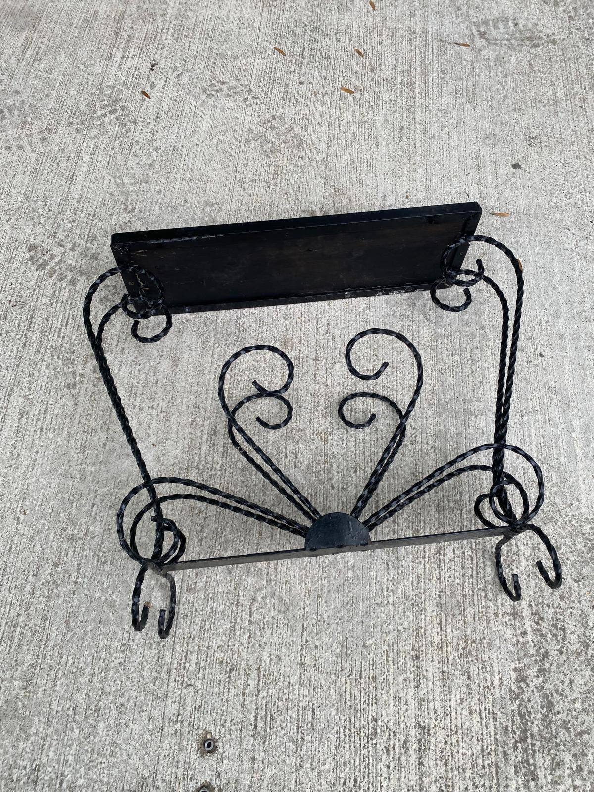 Vintage wrought iron console side table magazine rack