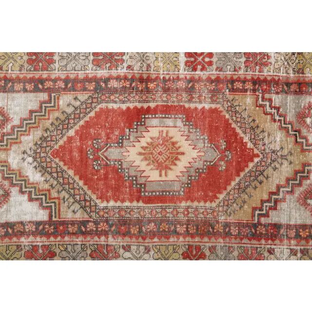 1970s Vintage Turkish Hand-Knotted Wool Cotton Red Area Rug 110x186