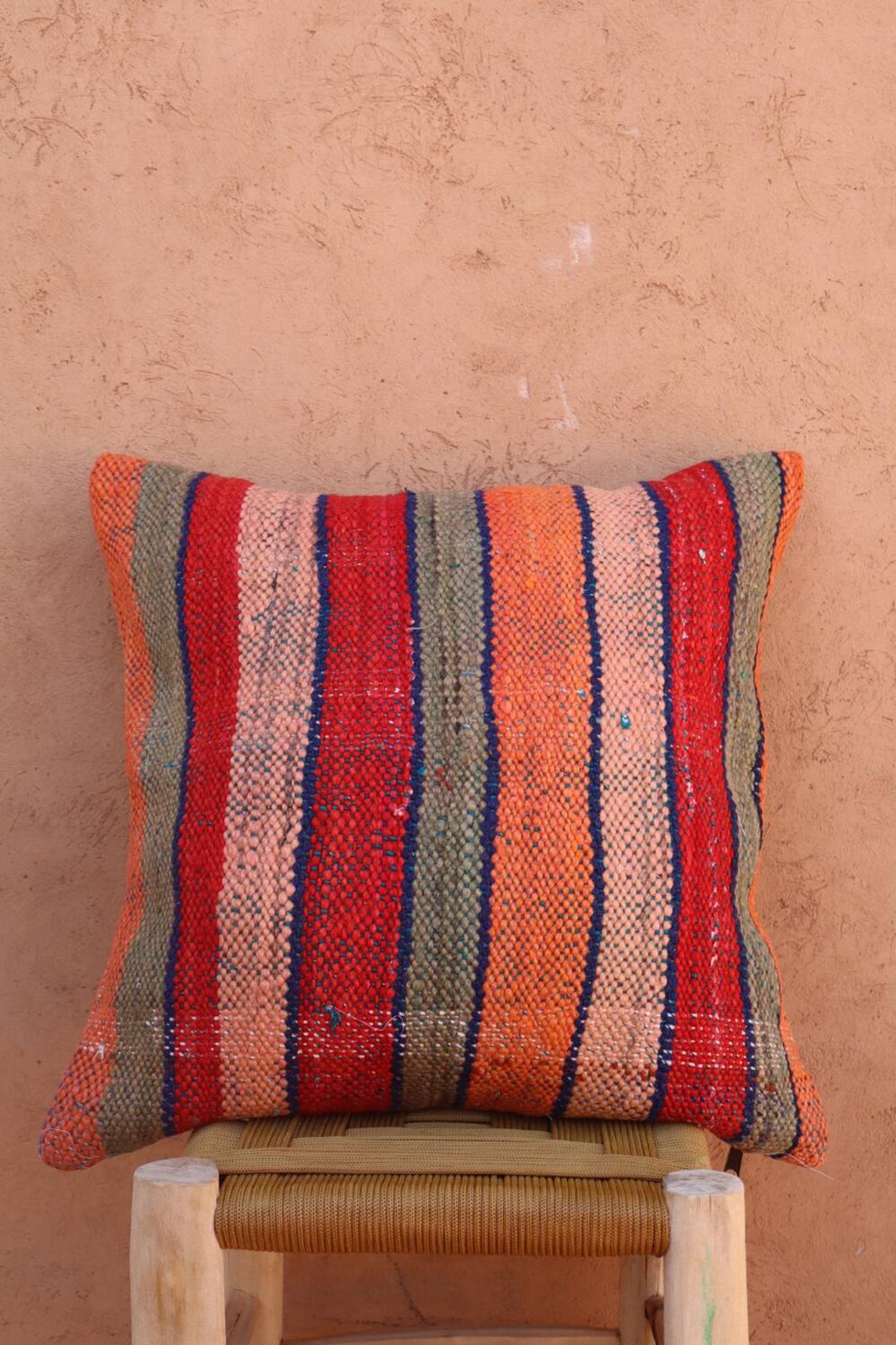Colorful striped wool haik cushion