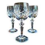 Set of three cut Bohemian Crystal Stemmed Glasses.