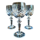 Set of three cut Bohemian Crystal Stemmed Glasses.