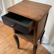 wooden bedside table