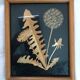 Wooden frame - gold vegetable decoration - golden dandelions