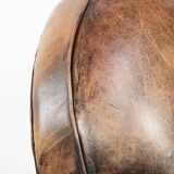 Armchair made of sheepskin leather in Art Deco design with beautiful patina