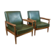 Scandinavian style armchairs reclining wood and leatherette