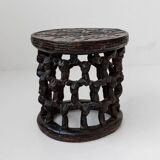 Vintage Bamileke stool from the 1950s - hand-carved table from Cameroon - African art - handmade, bohemian furniture, gift idea