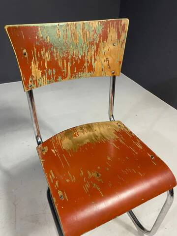 Ensemble de salle à manger chromé par Robert Slezák, années 1930, état d'origine avec patine