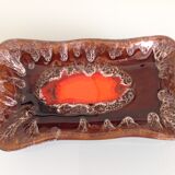 Empty rectangular pocket in polychrome ceramic / vintage 60s-70s