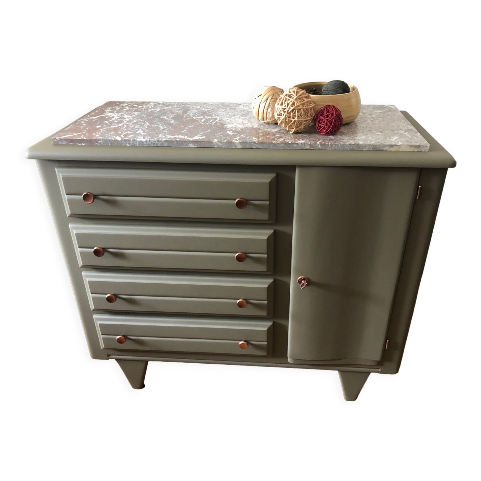 Olive green chest of drawers