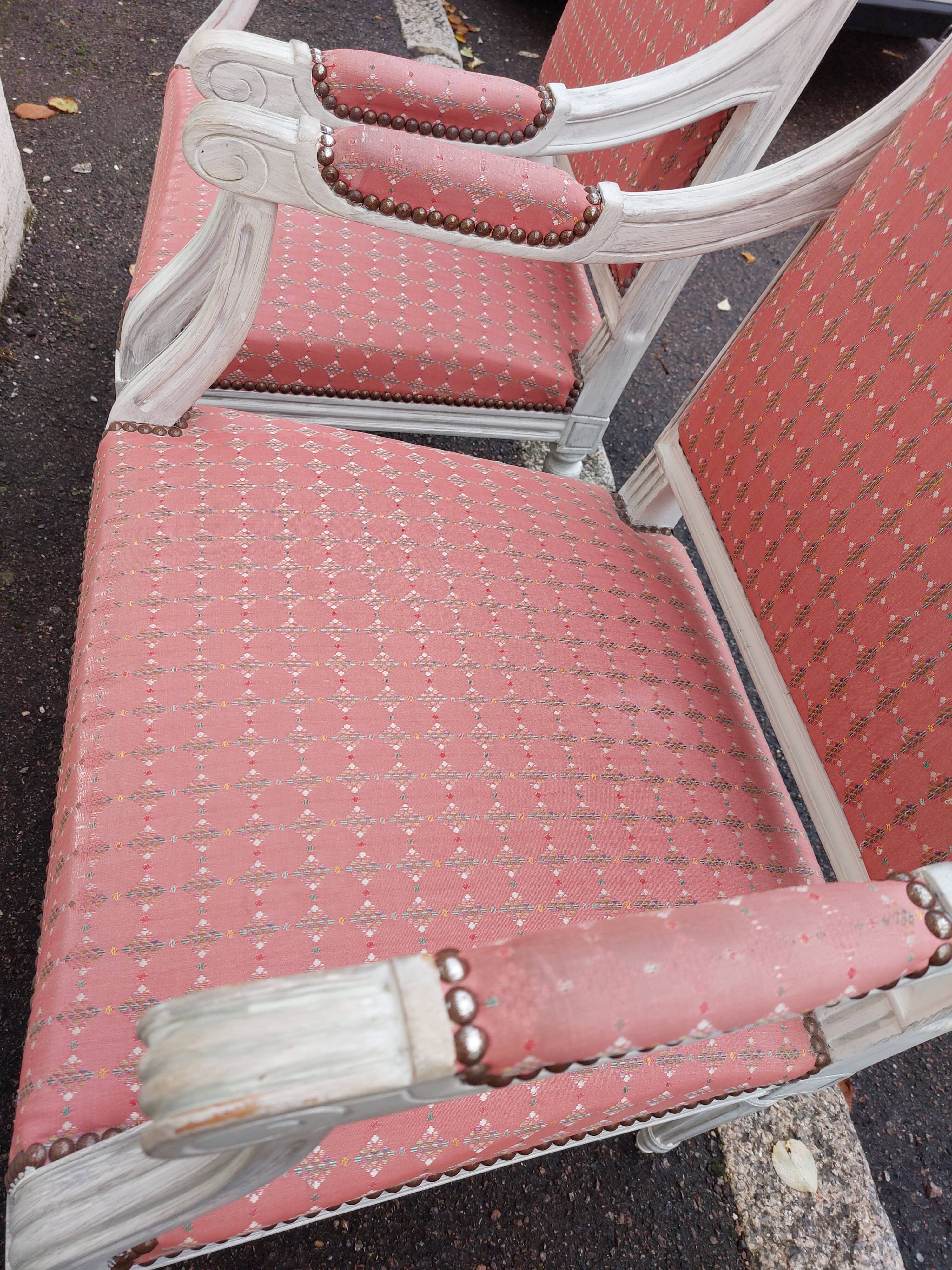 Pair of Louis XVI style armchairs