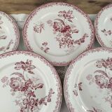 Lot de 5 assiettes plates début 20e Sarreguemines Modèle Fontanges
