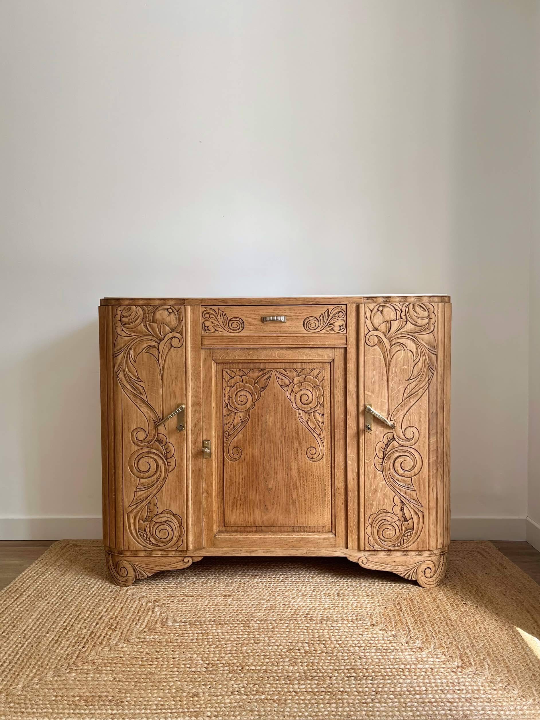 Art Deco oak sideboard with mirror (removable)