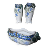 Ensemble deux vases et jardinière Luneville KG début 20eme siècle