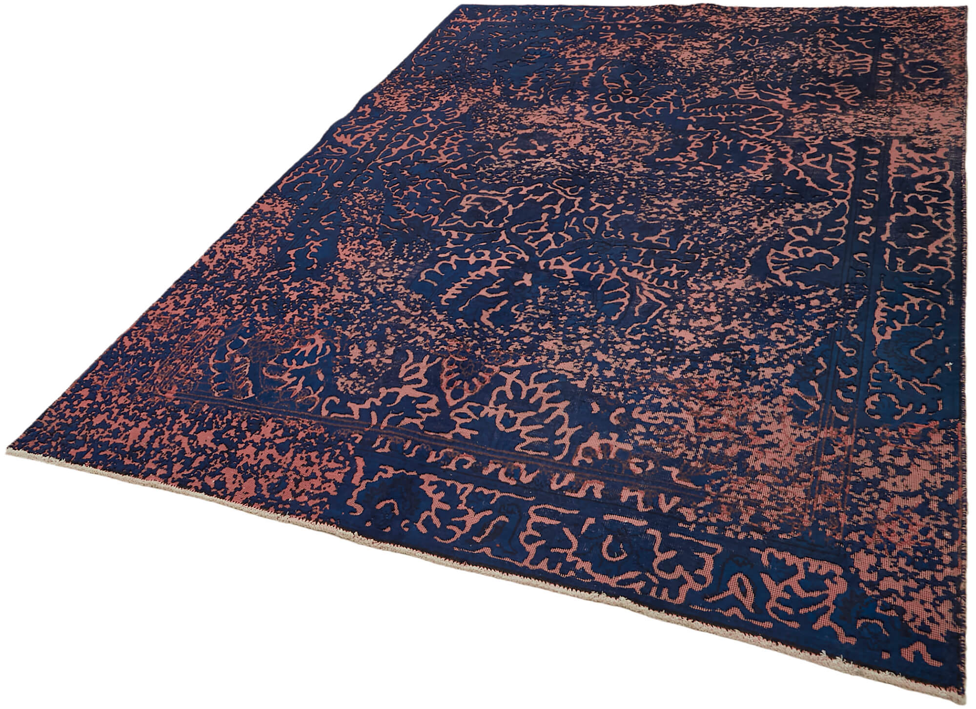 Hand-knotted persian vintage 1970s 190 cm x 275 cm blue wool carpet