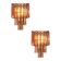 Luxury Italian Amber-Rosè “Squared” Murano Glass Gold Wall Sconces -Set of