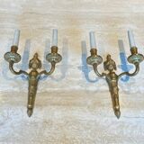 Set of 4 bronze wall lights in Louis XVI style.