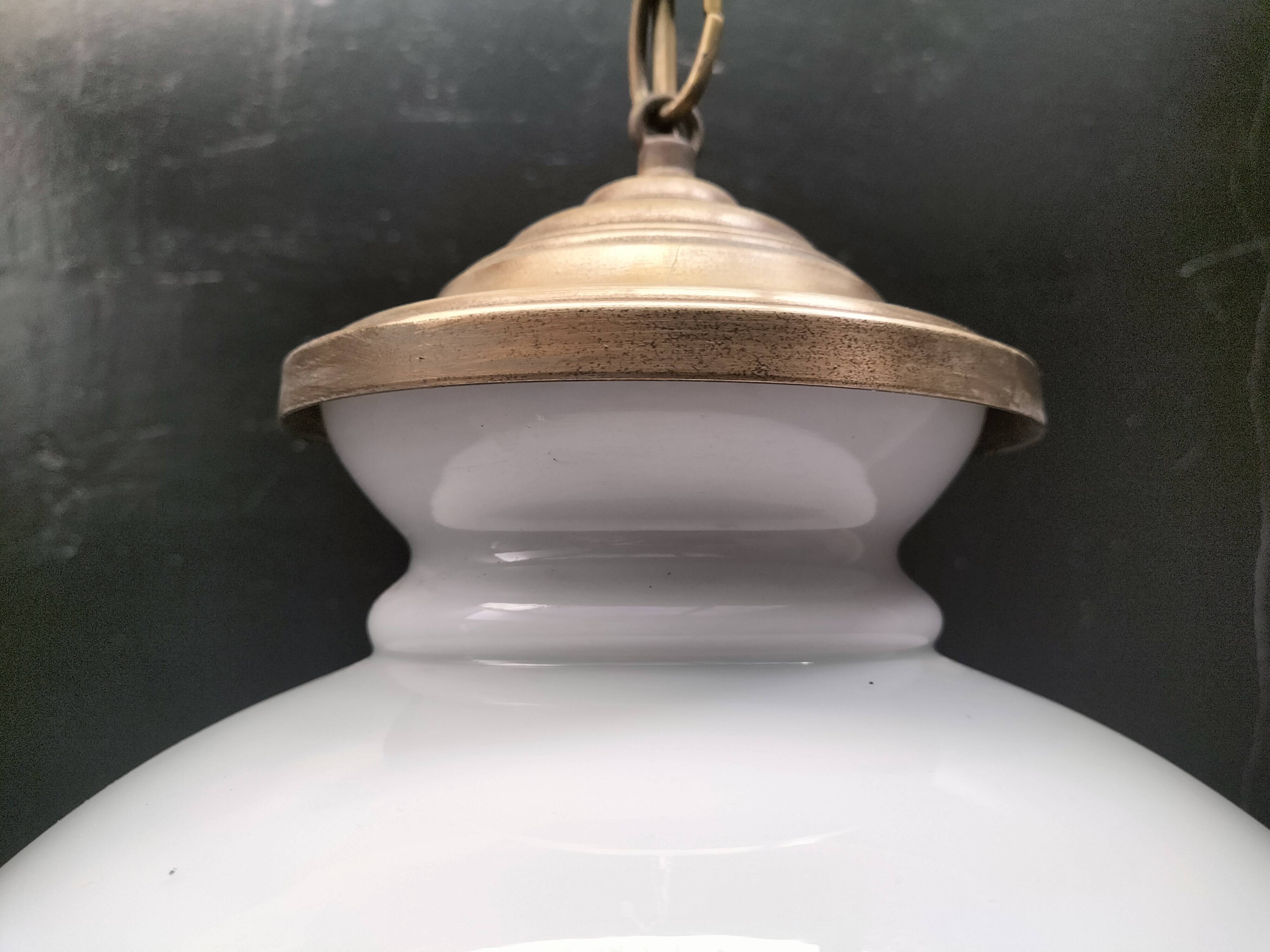 Large opaline pendant light