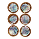 Set of 6 Morvan-signed glazed stoneware dinner plates – ceramics
