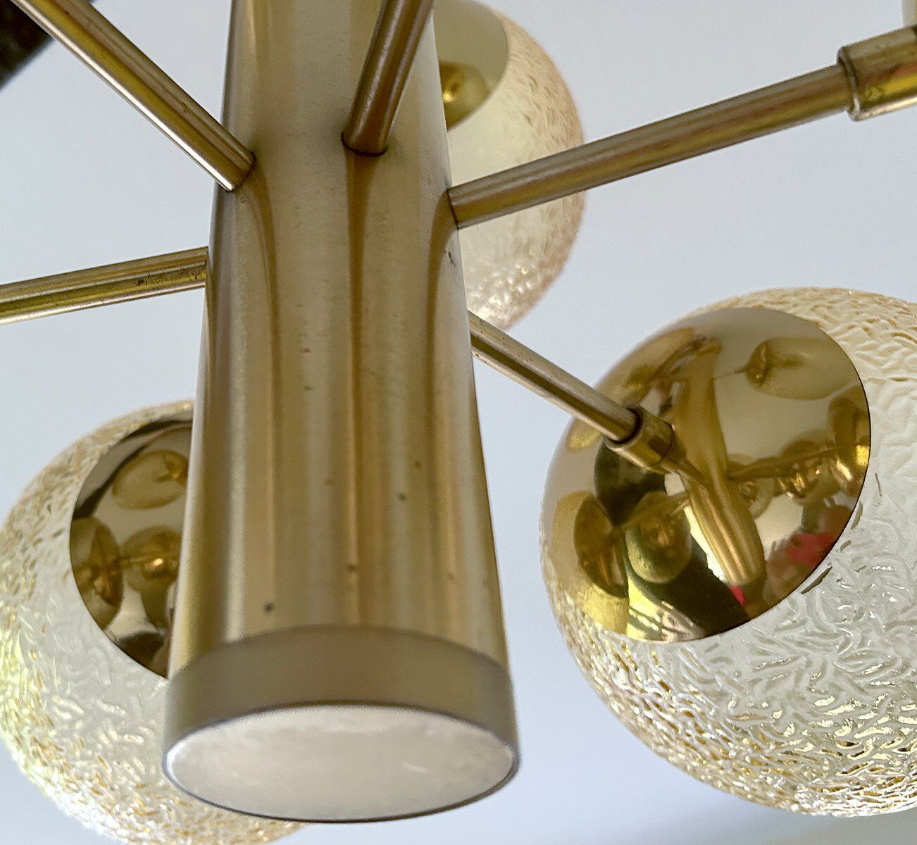 Grand lustre en verre de l'ère spatiale, années 1970