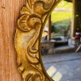 Small round antique gold mirror