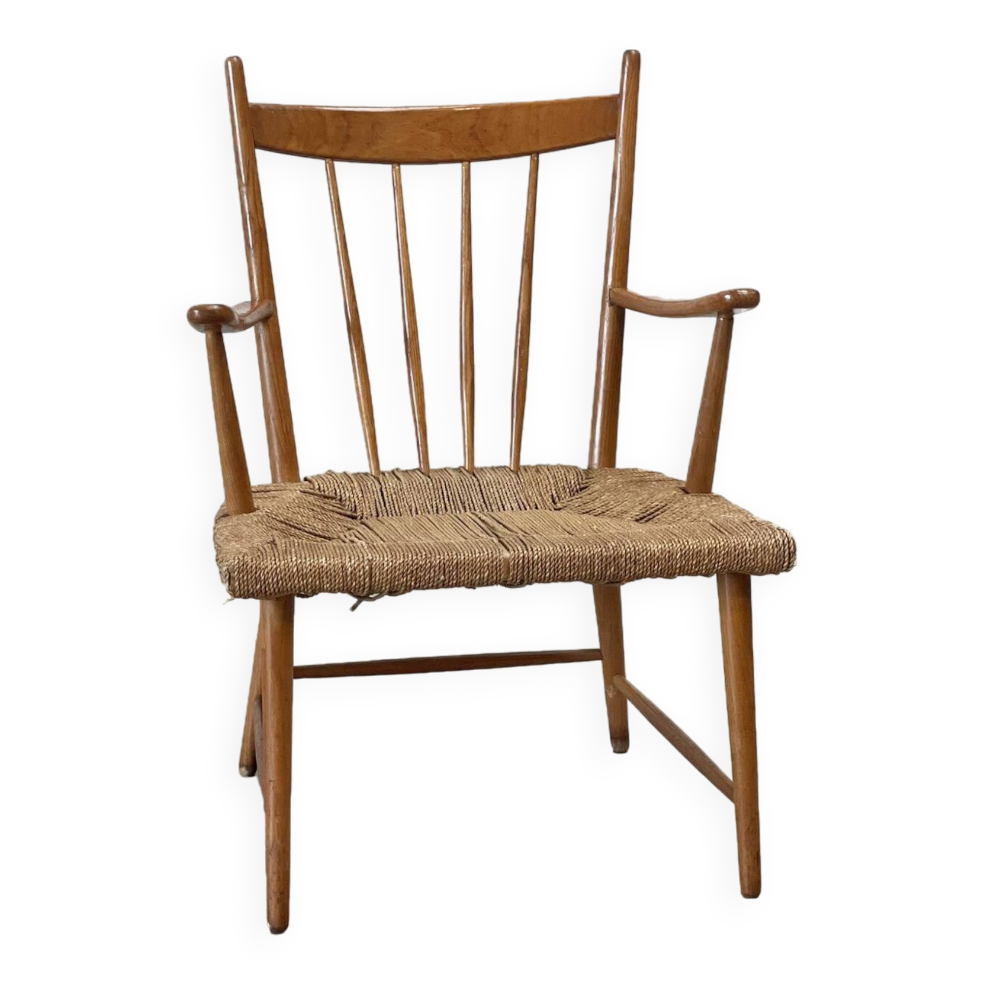1950's dutch rattan and oak lounge / easy chair