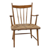 1950's dutch rattan and oak lounge / easy chair