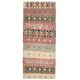 1970s Vintage Turkish Oushak Handmade Wool Cotton Pink Runner Rug 107x255