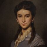 Portrait painting of a lady signed Johann Grund and dated 1869