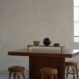 A set of 4 vintage Scandinavian rattan stools, in the style of Tony Paul, from the 1960s.