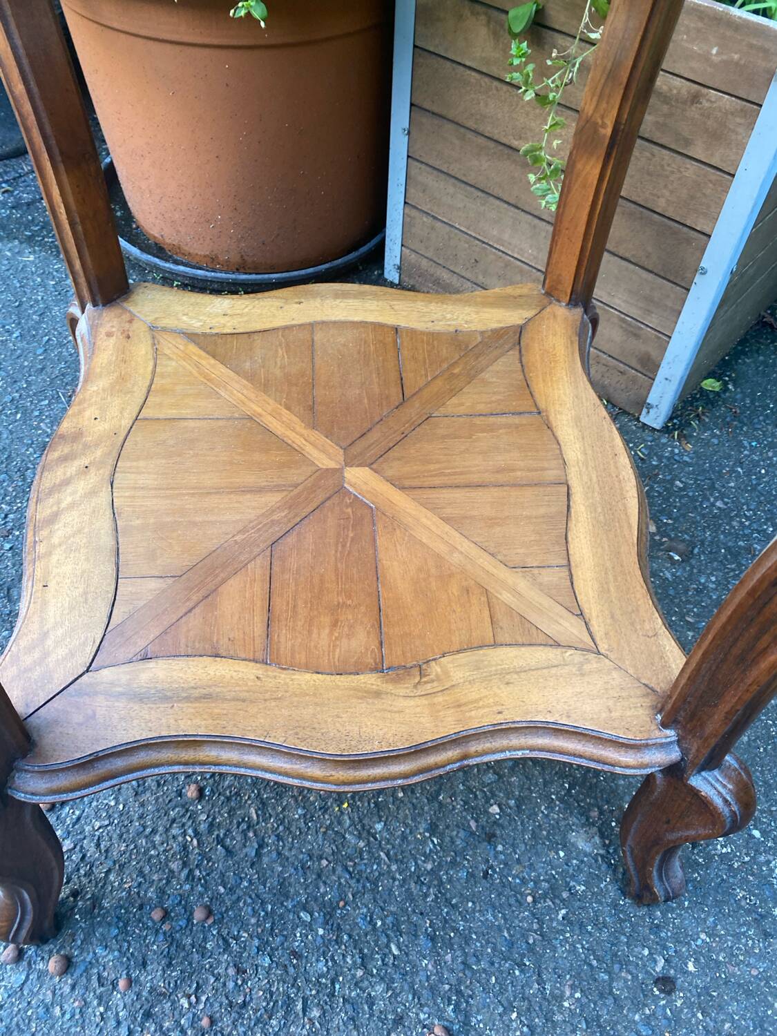 Sellette marbre et marqueterie