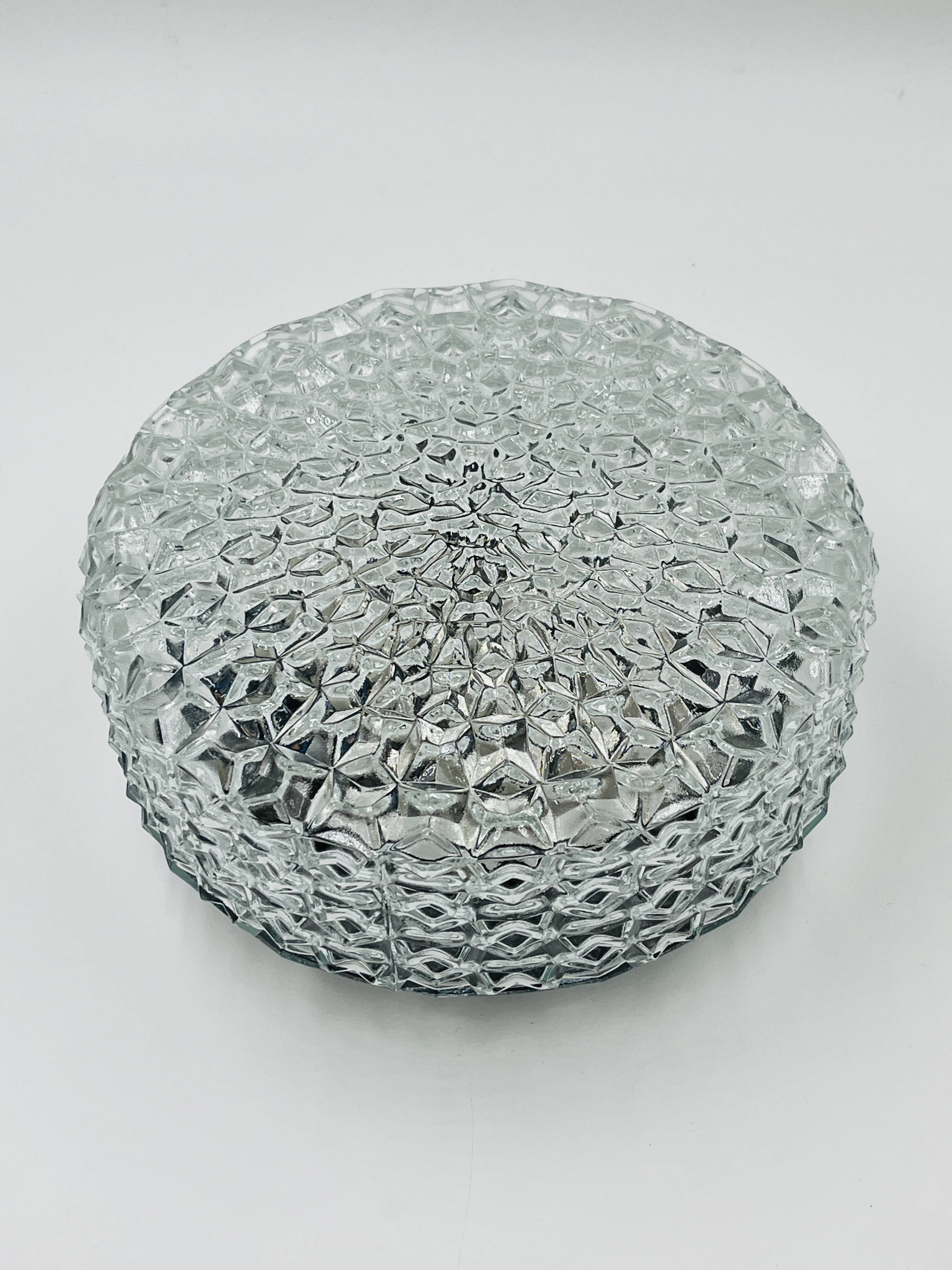 Vintage diamond point glass wall light RZB