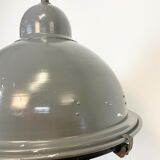 Grey Industrial Pendant Lamp with Clear Glass Cover, 1970s
