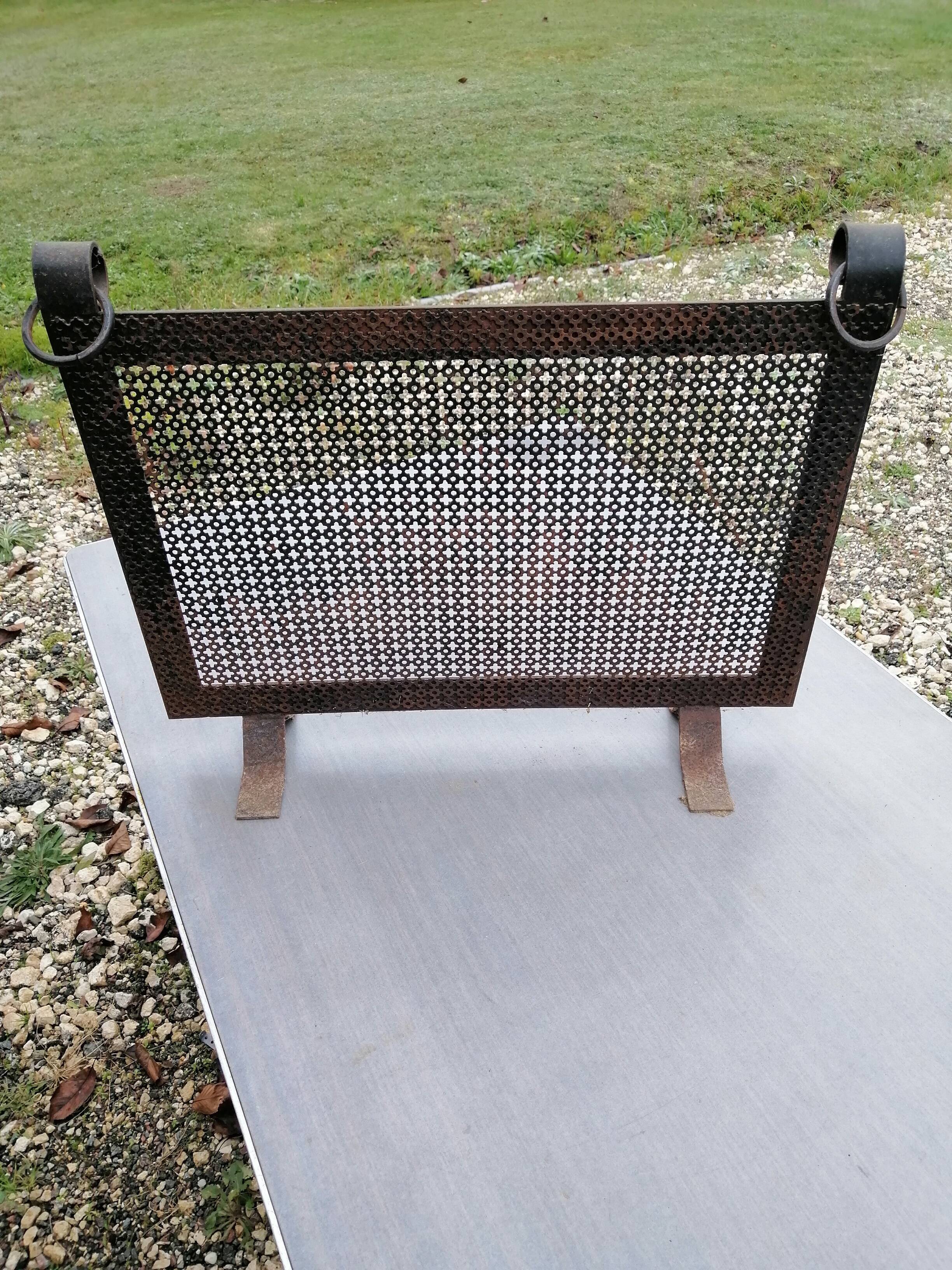 Fire screen vintage forged iron fireplace screen