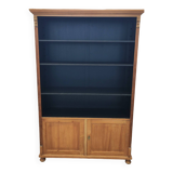 Large waxed pine bookcase with two doors
