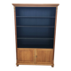 Large waxed pine bookcase with two doors